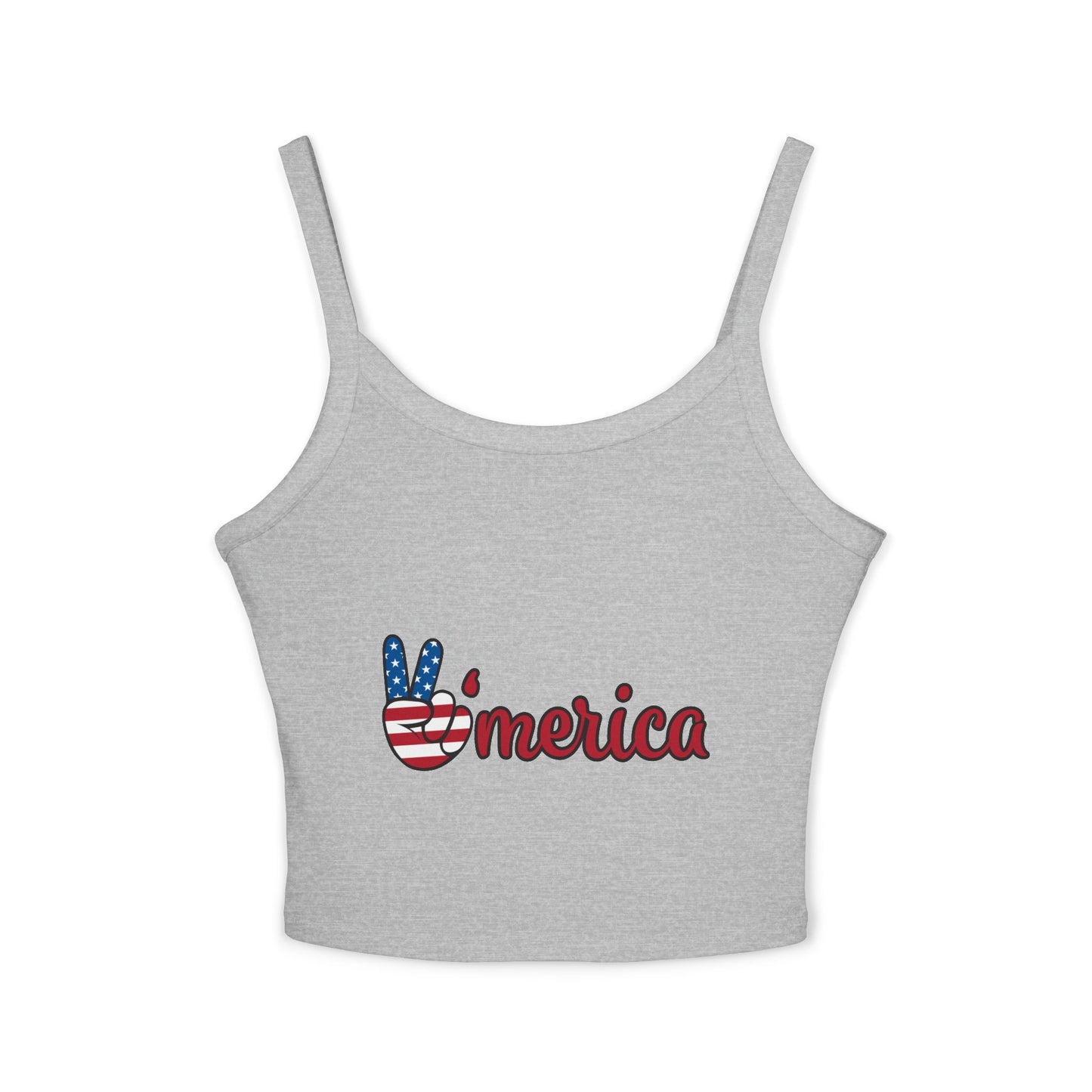 Patriotic Women's Spaghetti Strap Tank Top - 'V'merica Design for Summer Celebrations